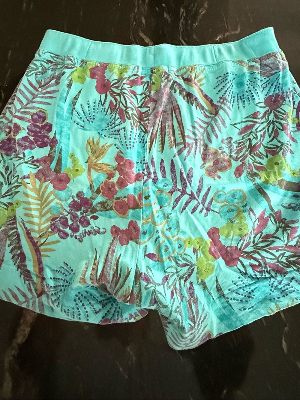 Turquoise Floral Tropical Print Shorts I fresh produce in size XL - Picture 4 of 10